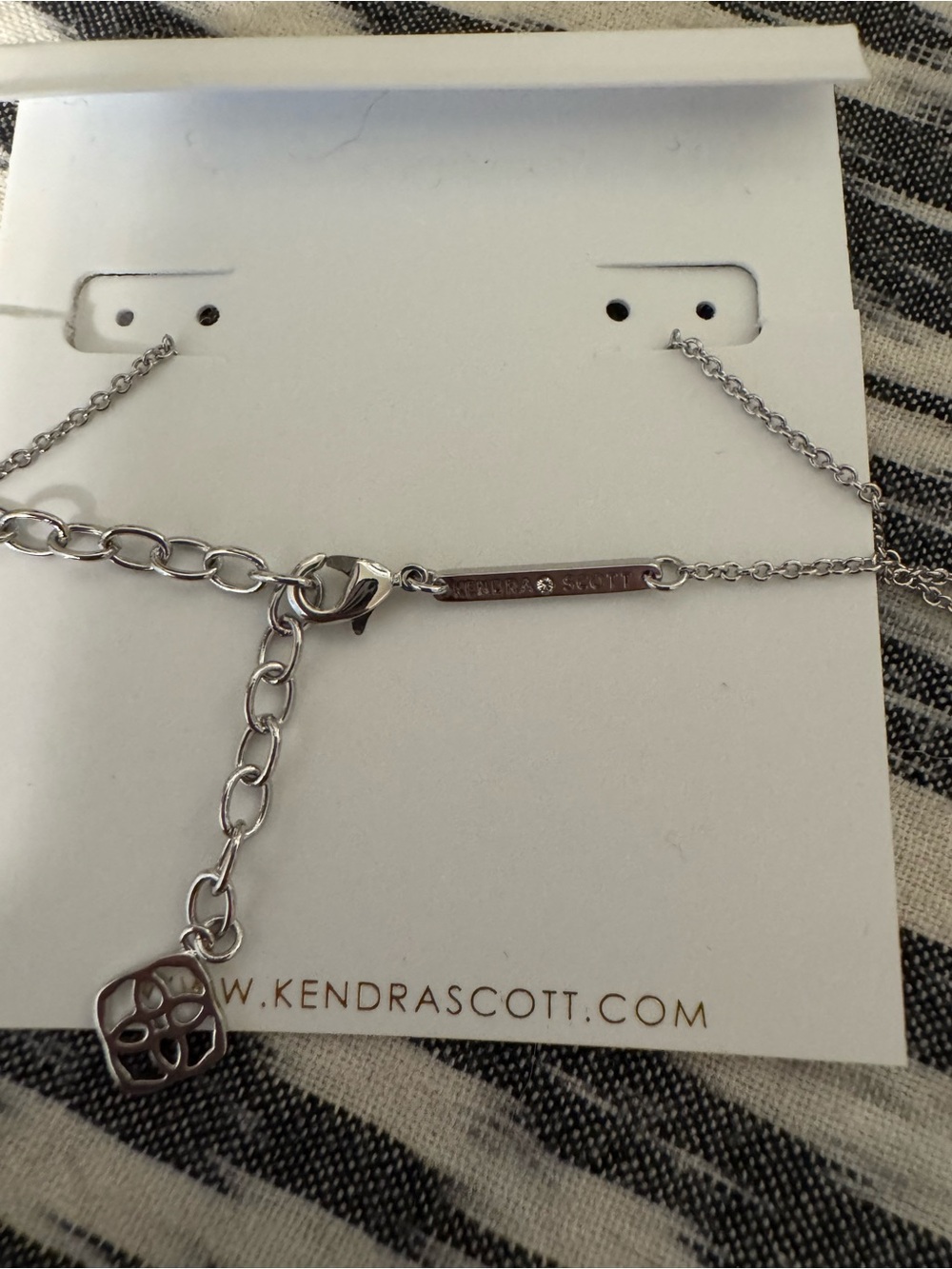 Kendra Scott Silver Necklace with Black Faceted Stone - Picture 3 of 4